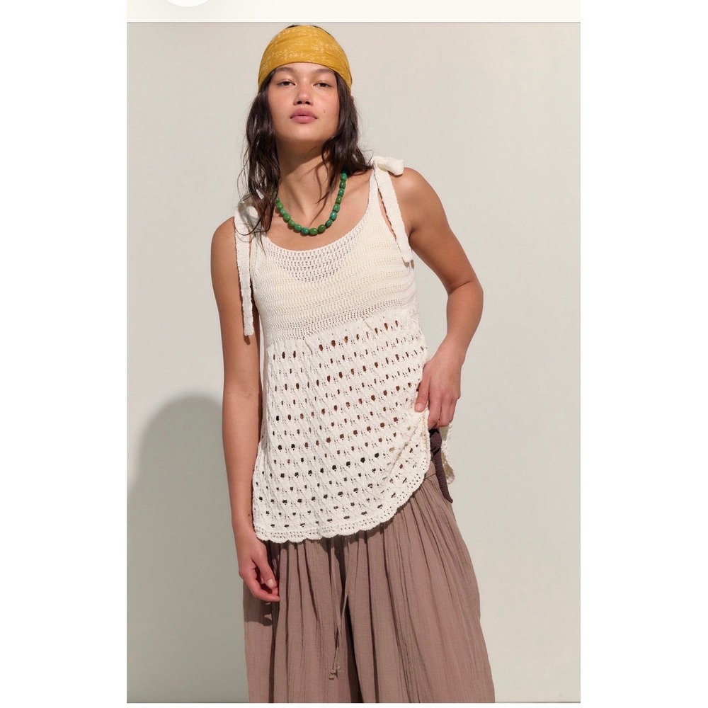 Free People Take Me To The Beach Top Ivory Medium crochet new nwt  cotton beach